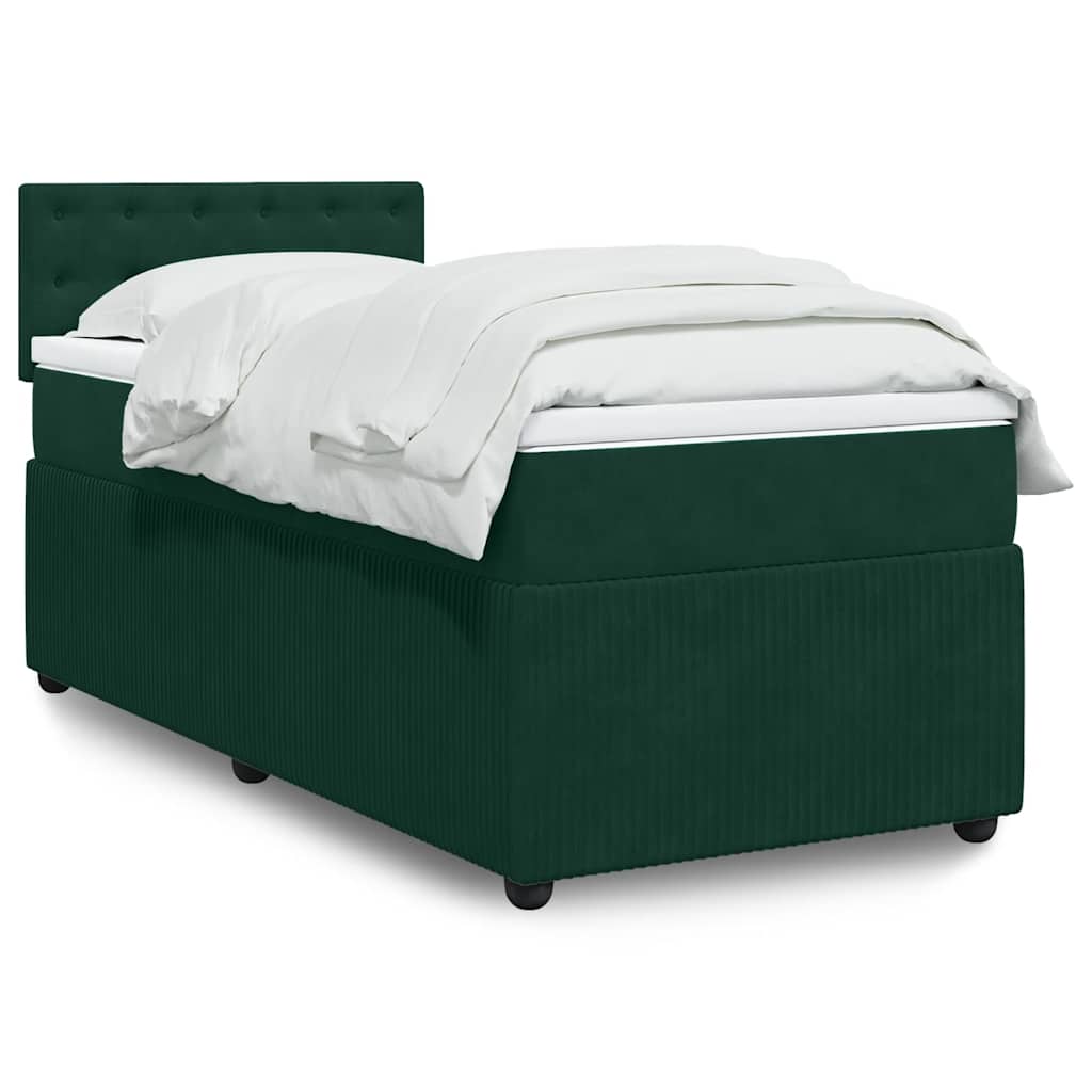 Giroletto a Molle con Materasso Verde Scuro 80x200 cm Velluto