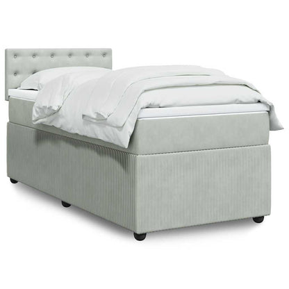Giroletto a Molle con Materasso Grigio Chiaro 90x190 cm Velluto