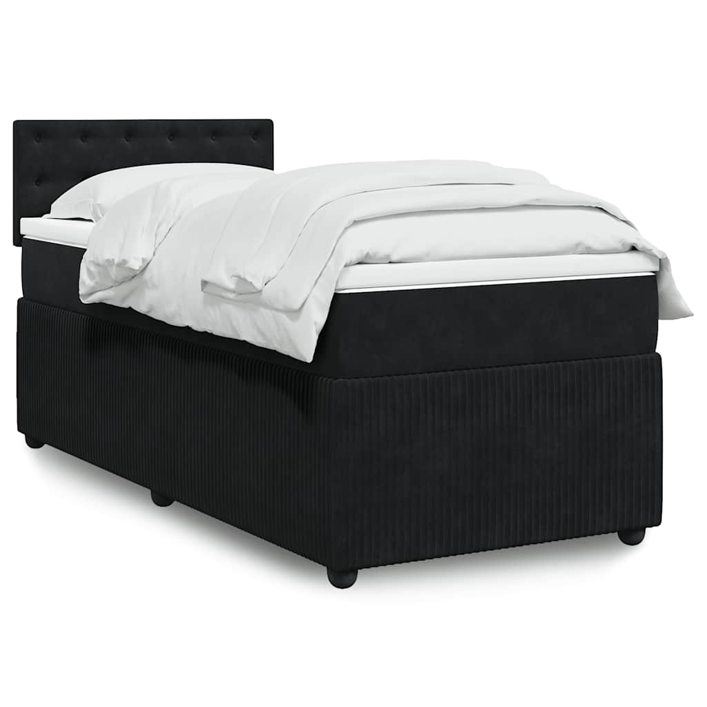 Giroletto a Molle con Materasso Nero 90x190 cm in Velluto