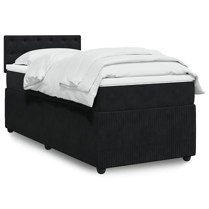 Giroletto a Molle con Materasso Nero 90x190 cm in Velluto