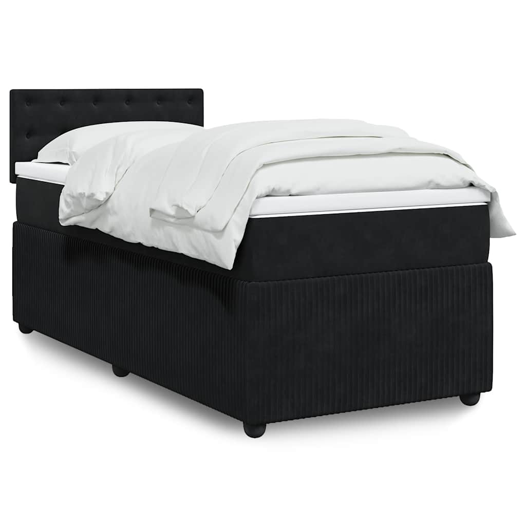 Giroletto a Molle con Materasso Nero 90x200 cm in Velluto