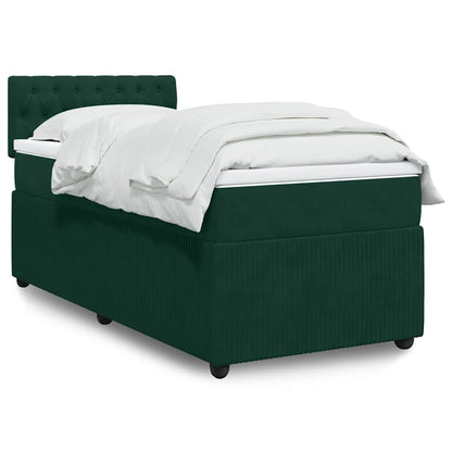 Giroletto a Molle con Materasso Verde Scuro 90x200 cm Velluto