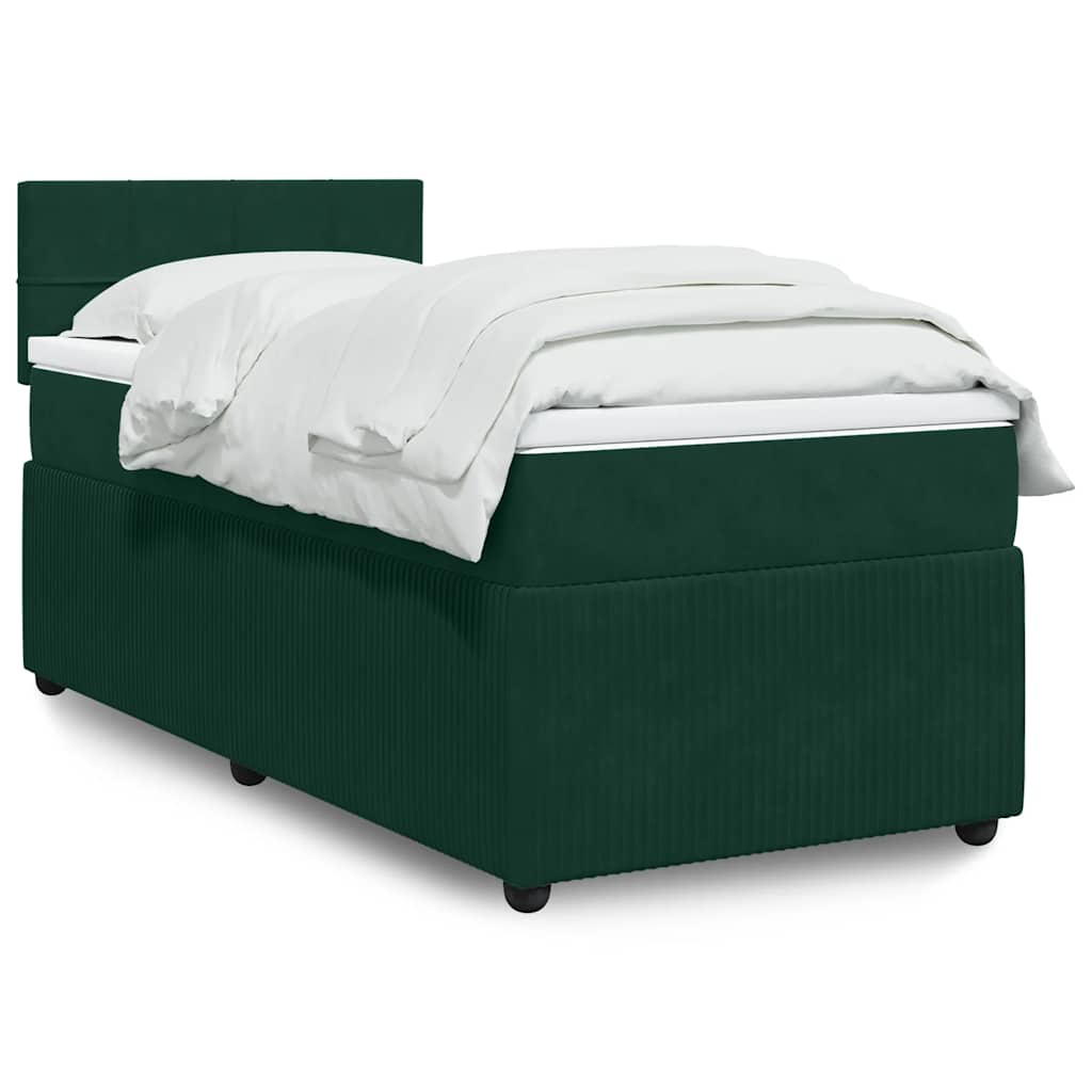 Giroletto a Molle con Materasso Verde Scuro 90x200 cm Velluto