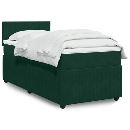 Giroletto a Molle con Materasso Verde Scuro 90x200 cm Velluto