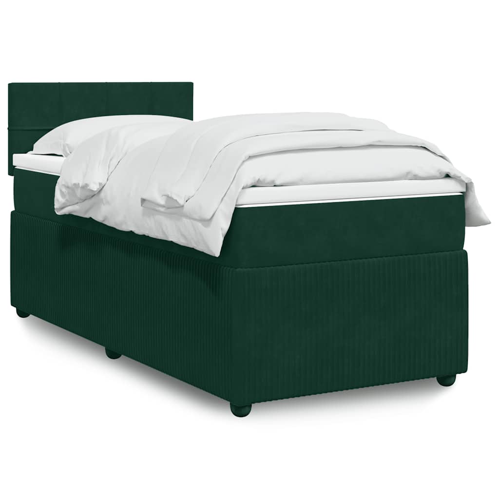 Giroletto a Molle con Materasso Verde Scuro 100x200 cm Velluto