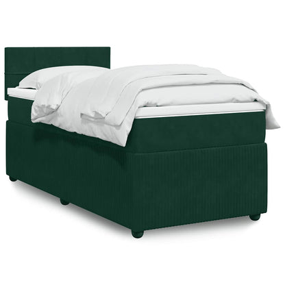 Giroletto a Molle con Materasso Verde Scuro 100x200 cm Velluto