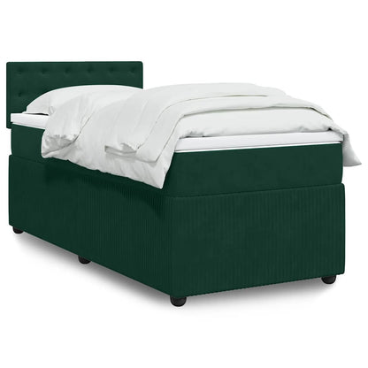 Giroletto a Molle con Materasso Verde Scuro 100x200 cm Velluto