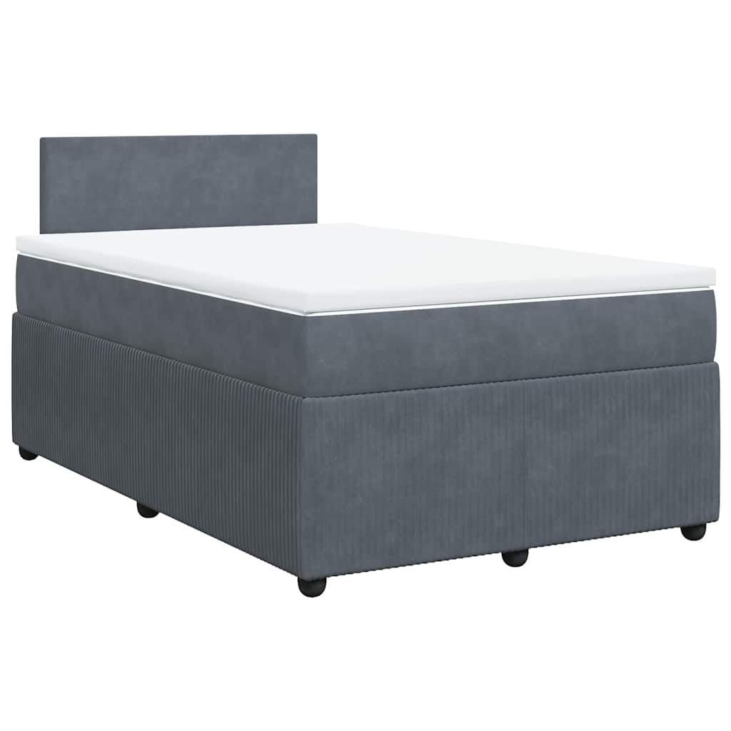 Giroletto a Molle con Materasso Grigio Scuro 120x190 cm Velluto