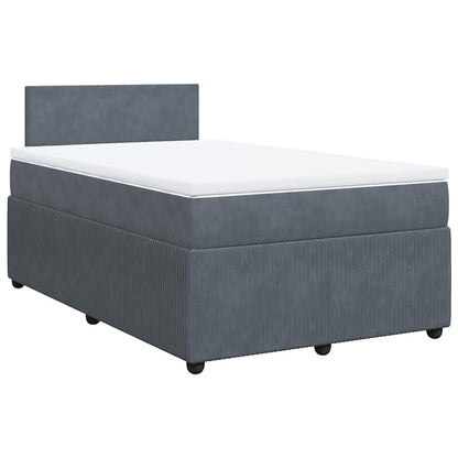 Giroletto a Molle con Materasso Grigio Scuro 120x190 cm Velluto