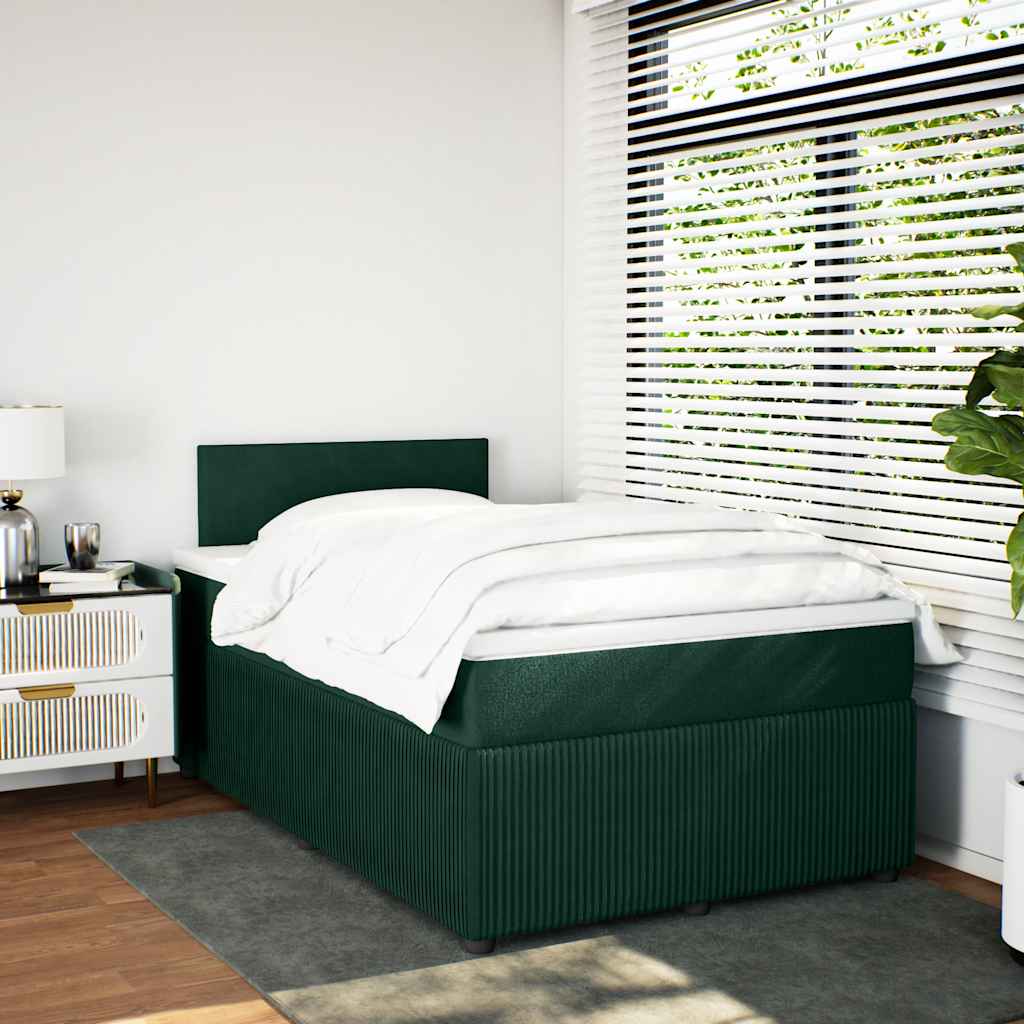 Giroletto a Molle con Materasso Verde Scuro 120x190 cm Velluto