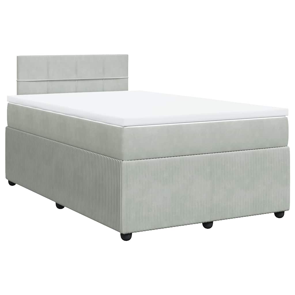 Giroletto a Molle con Materasso Grigio Chiaro 120x190cm Velluto