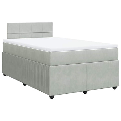 Giroletto a Molle con Materasso Grigio Chiaro 120x190cm Velluto