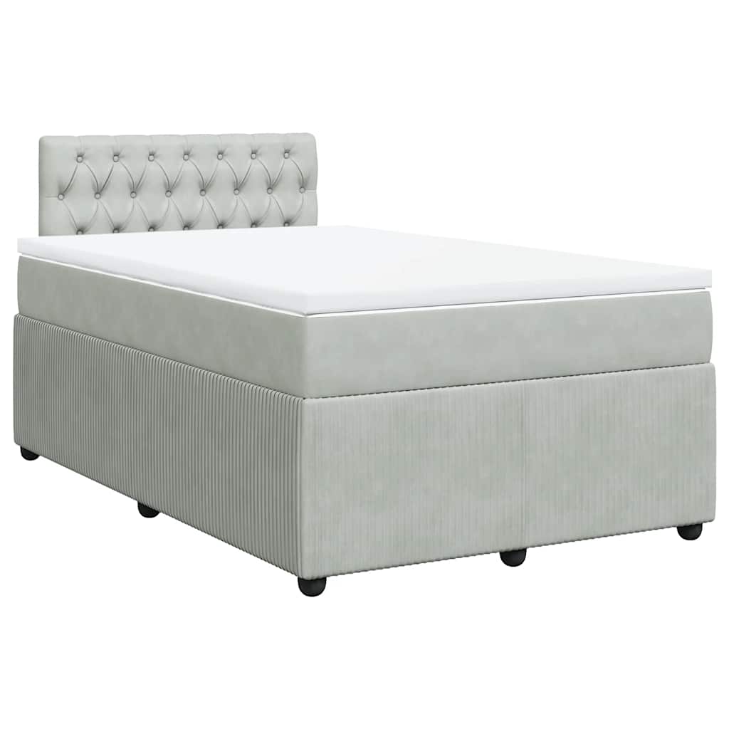 Giroletto a Molle con Materasso Grigio Chiaro 120x190cm Velluto