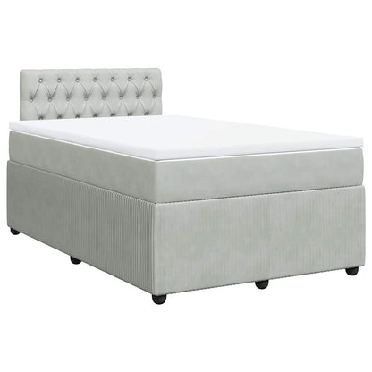 Giroletto a Molle con Materasso Grigio Chiaro 120x190cm Velluto
