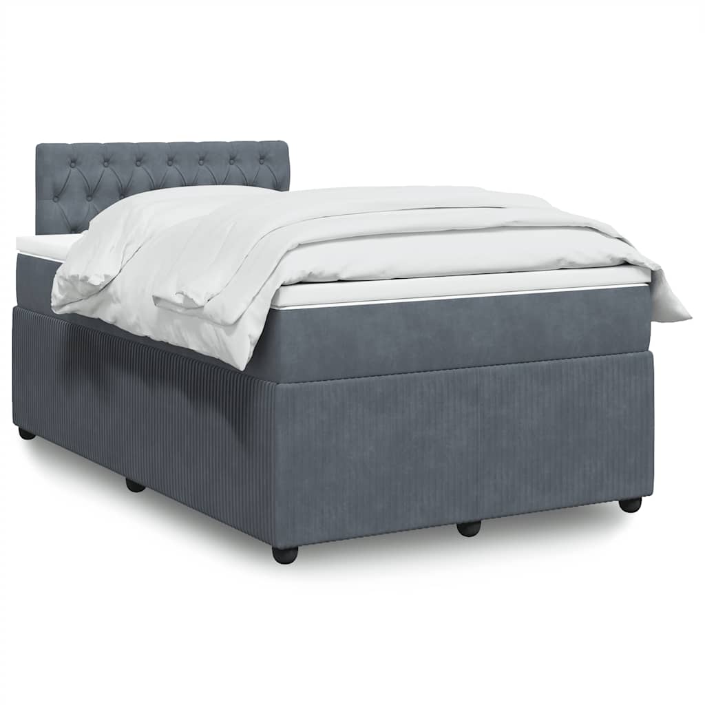 Giroletto a Molle con Materasso Grigio Scuro 120x190 cm Velluto