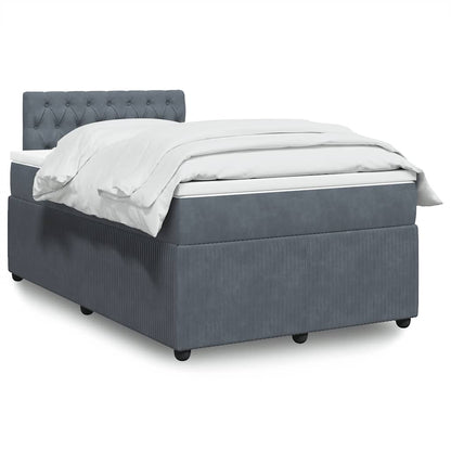 Giroletto a Molle con Materasso Grigio Scuro 120x190 cm Velluto