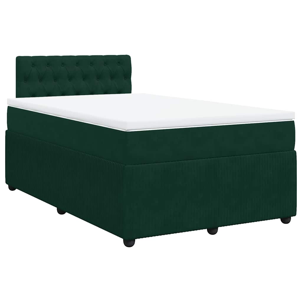 Giroletto a Molle con Materasso Verde Scuro 120x190 cm Velluto