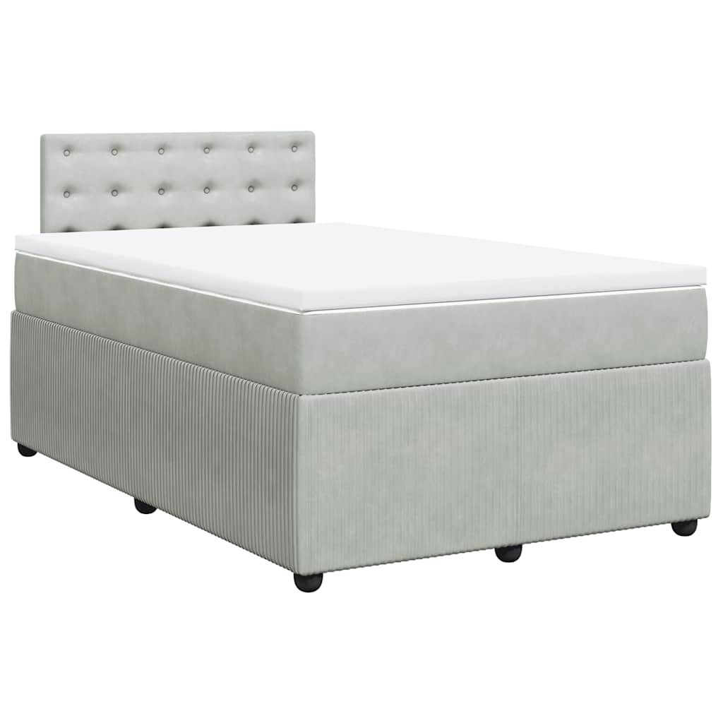 Giroletto a Molle con Materasso Grigio Chiaro 120x190cm Velluto