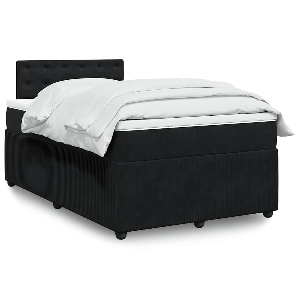 Giroletto a Molle con Materasso Nero 120x190 cm in Velluto
