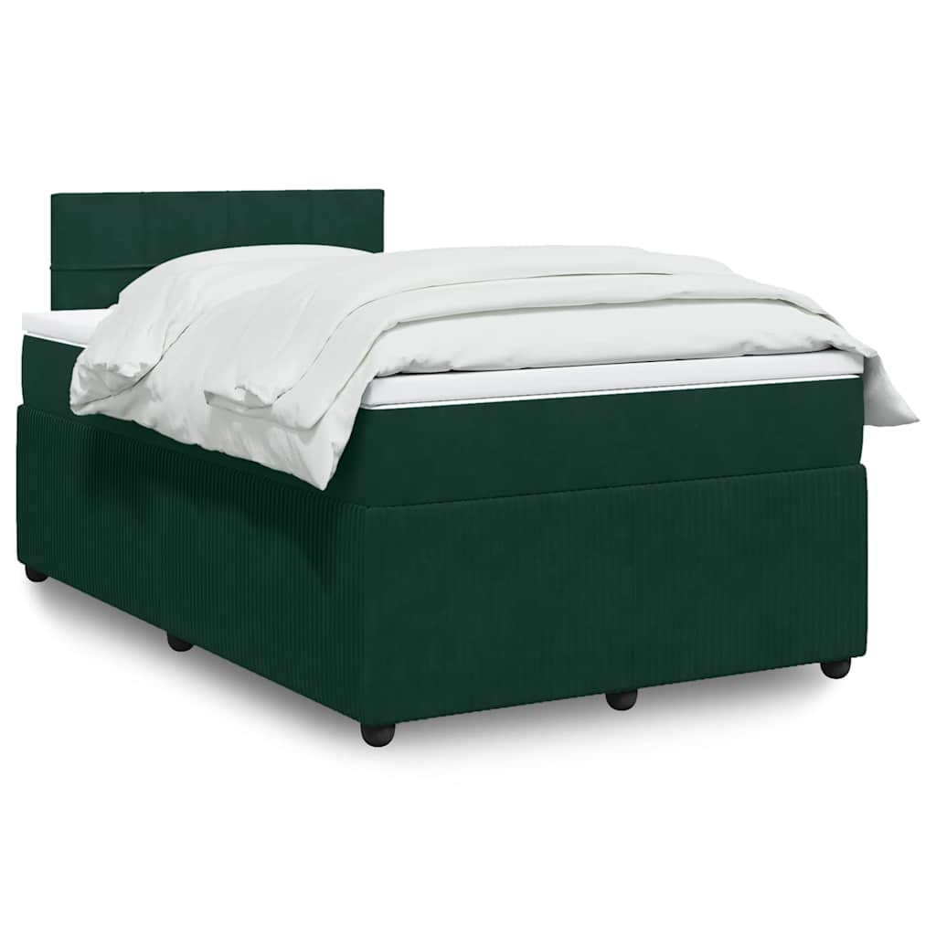 Giroletto a Molle con Materasso Verde Scuro 120x200 cm Velluto