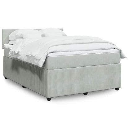 Giroletto a Molle con Materasso Grigio Chiaro 140x190cm Velluto