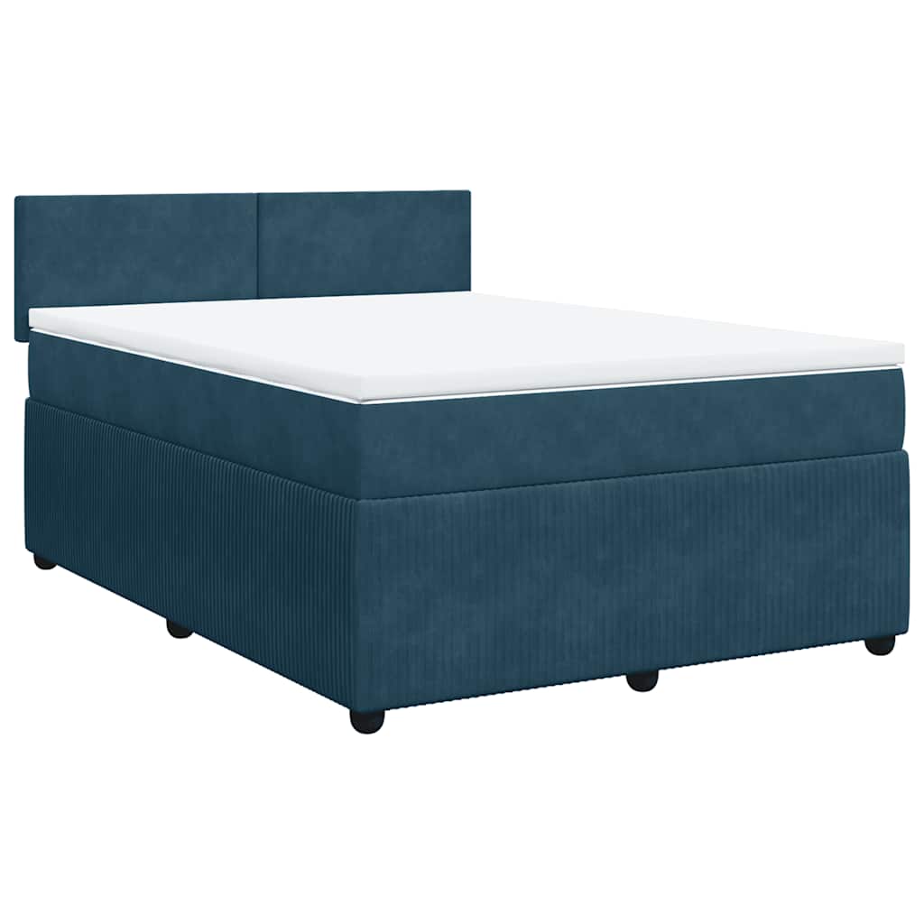 Giroletto a Molle con Materasso Blu 140x190 cm in Velluto