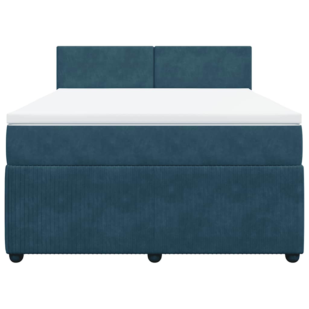 Giroletto a Molle con Materasso Blu 140x190 cm in Velluto