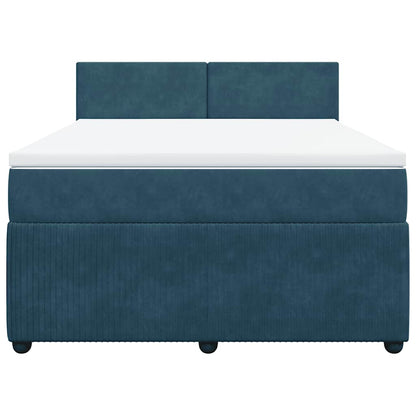 Giroletto a Molle con Materasso Blu 140x190 cm in Velluto