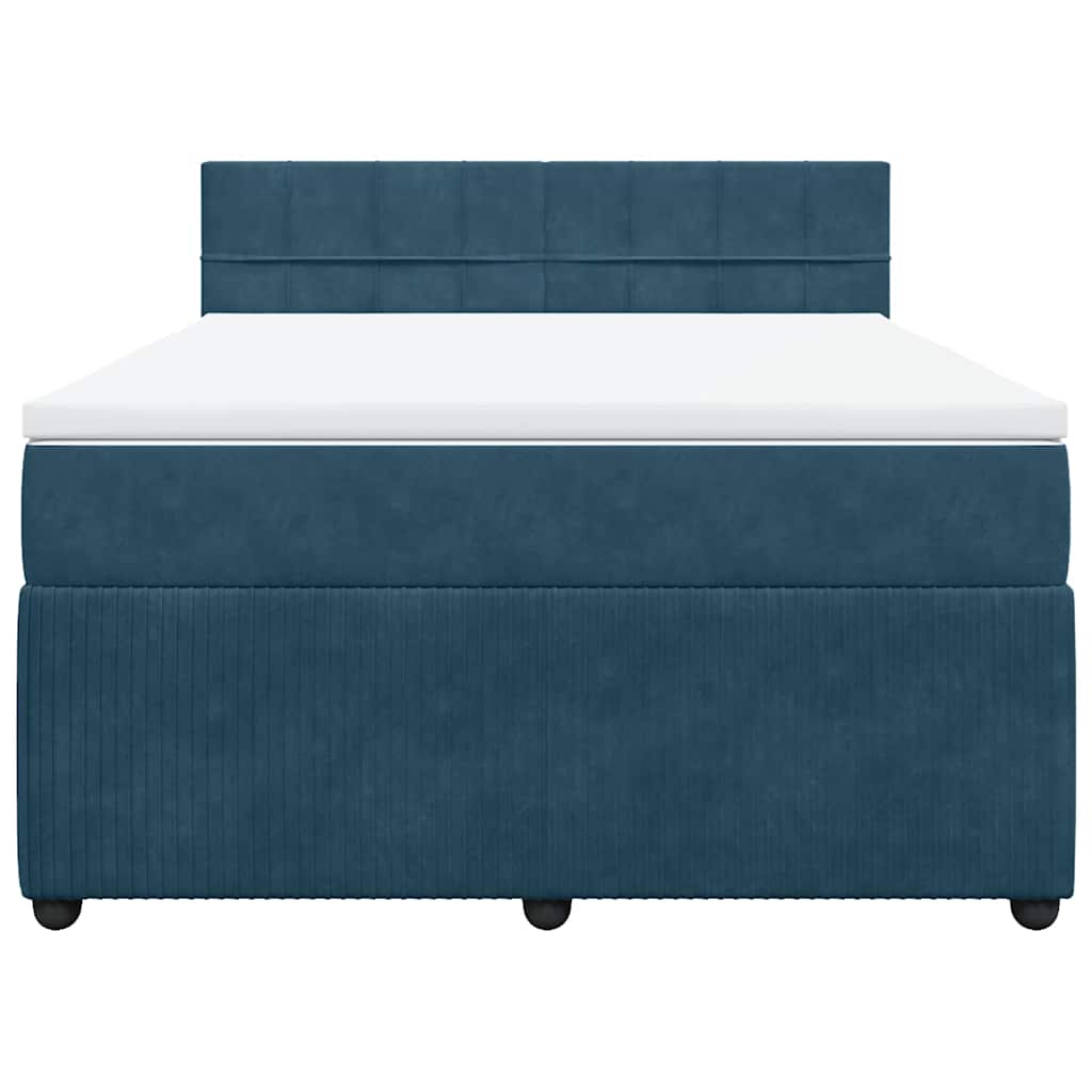 Giroletto a Molle con Materasso Blu 140x190 cm in Velluto
