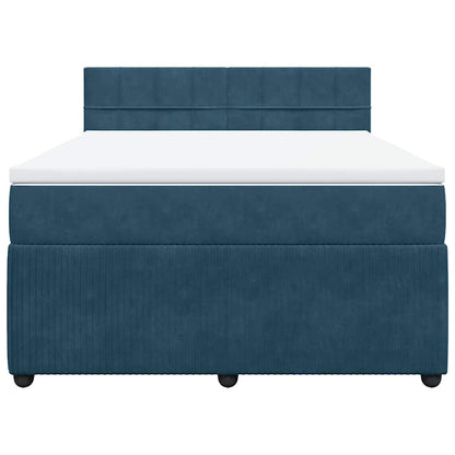 Giroletto a Molle con Materasso Blu 140x190 cm in Velluto