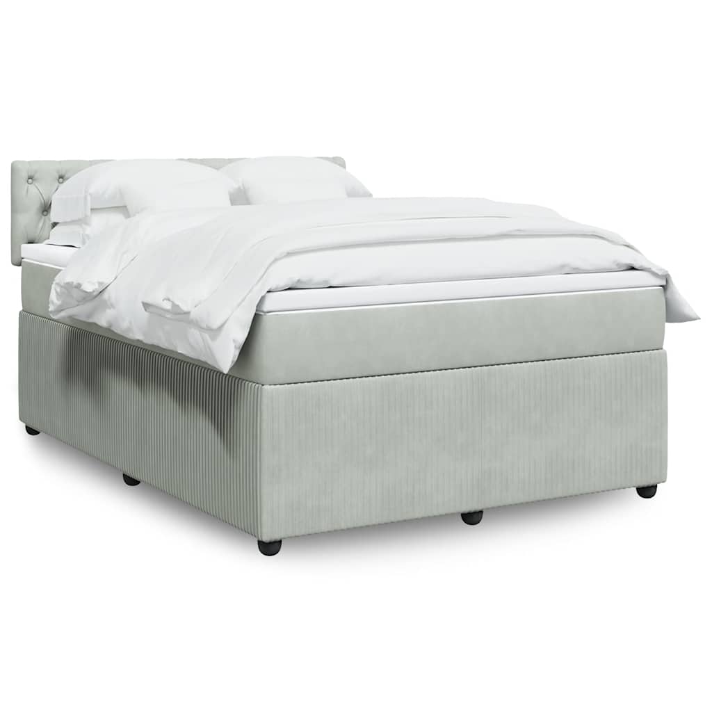 Giroletto a Molle con Materasso Grigio Chiaro 140x190cm Velluto