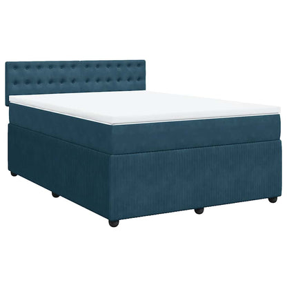 Giroletto a Molle con Materasso Blu 140x190 cm in Velluto