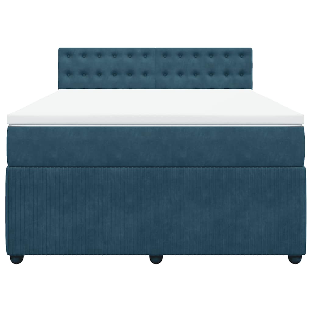 Giroletto a Molle con Materasso Blu 140x190 cm in Velluto
