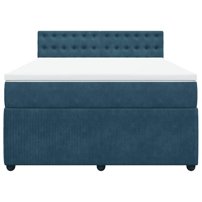 Giroletto a Molle con Materasso Blu 140x190 cm in Velluto