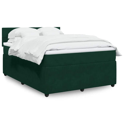 Giroletto a Molle con Materasso Verde Scuro 140x200 cm Velluto