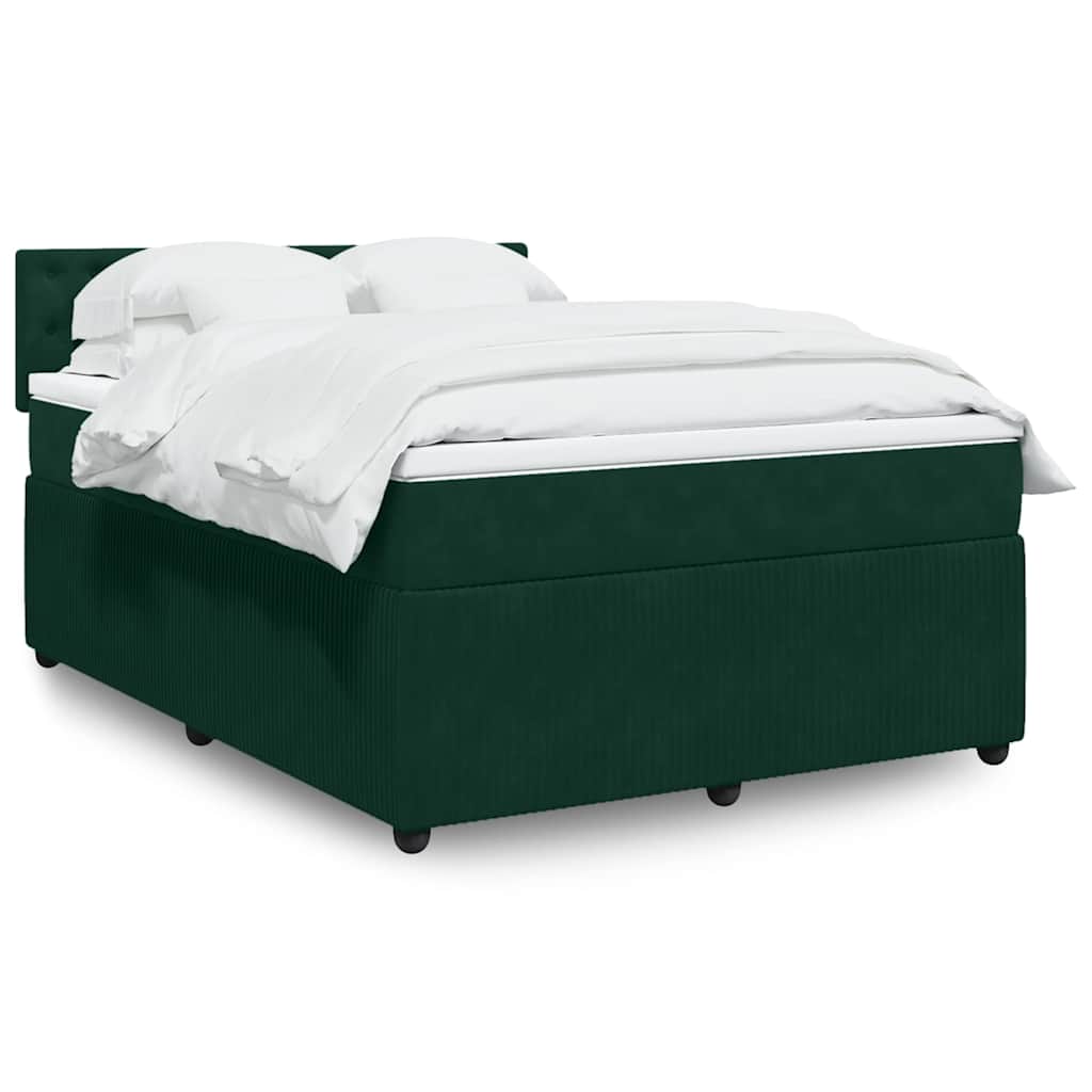 Giroletto a Molle con Materasso Verde Scuro 140x200 cm Velluto