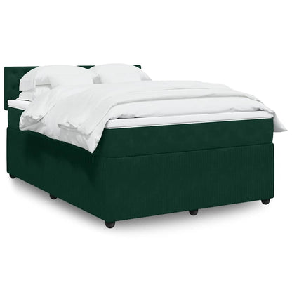 Giroletto a Molle con Materasso Verde Scuro 140x200 cm Velluto