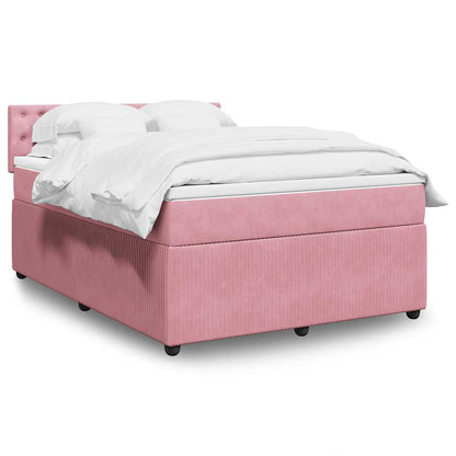Giroletto a Molle con Materasso Rosa 140x200 cm in Velluto