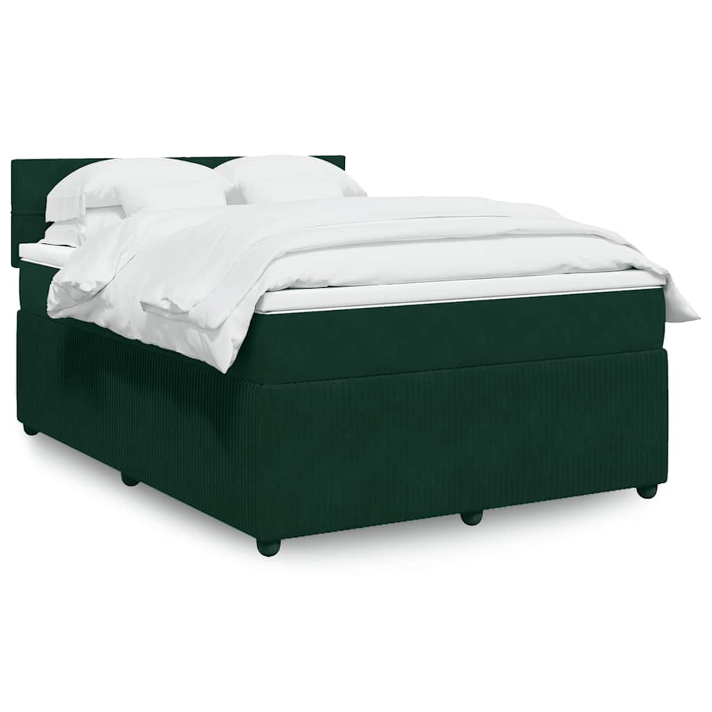 Giroletto a Molle con Materasso Verde Scuro 160x200 cm Velluto