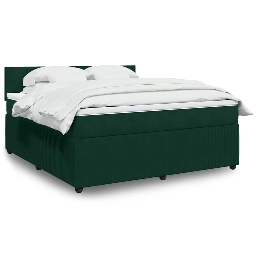 Giroletto a Molle con Materasso Verde Scuro 180x200 cm Velluto