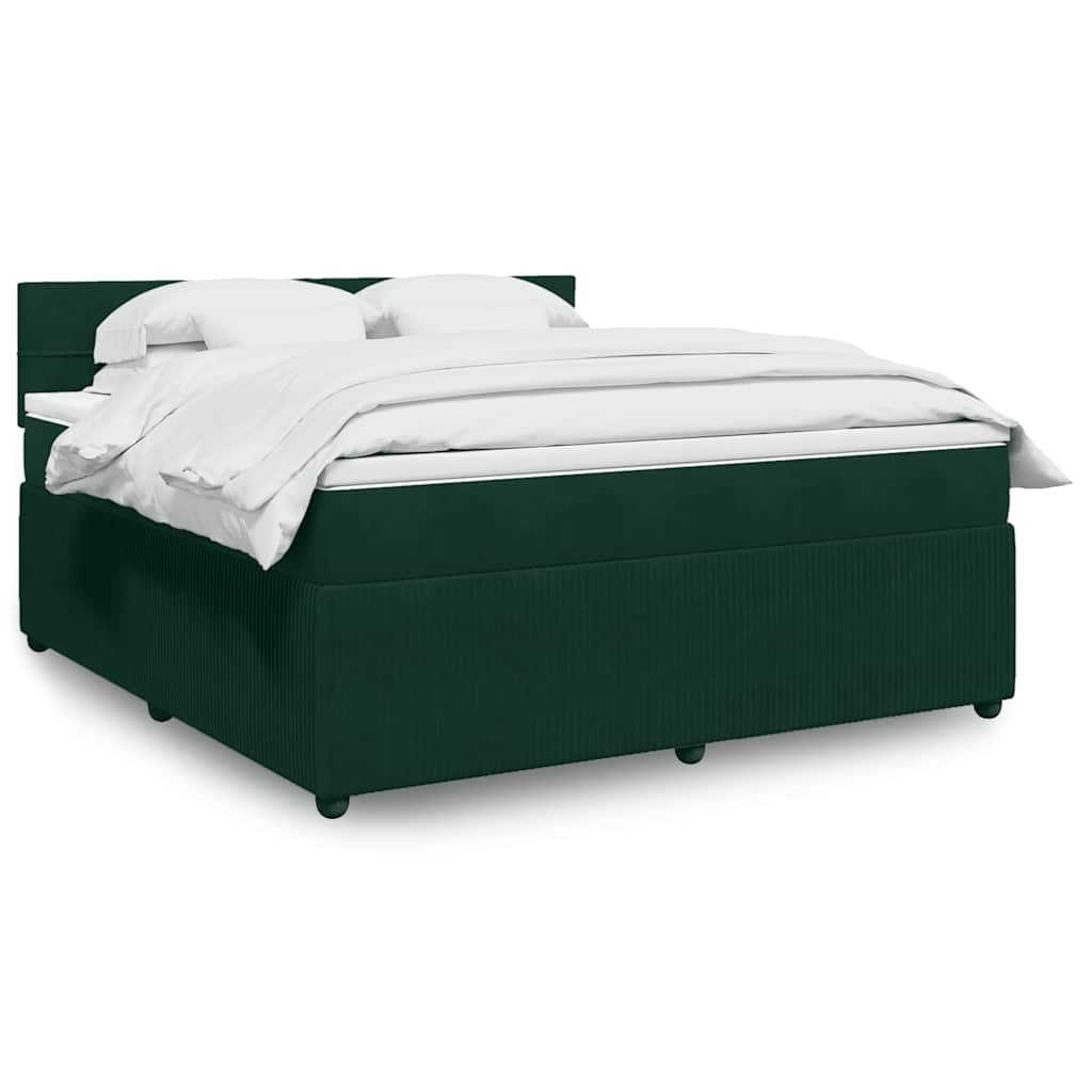 Giroletto a Molle con Materasso Verde Scuro 180x200 cm Velluto