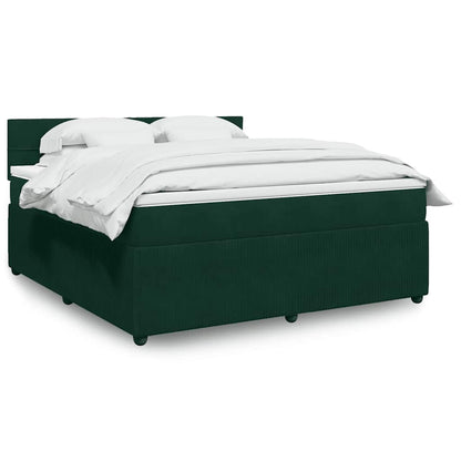 Giroletto a Molle con Materasso Verde Scuro 180x200 cm Velluto