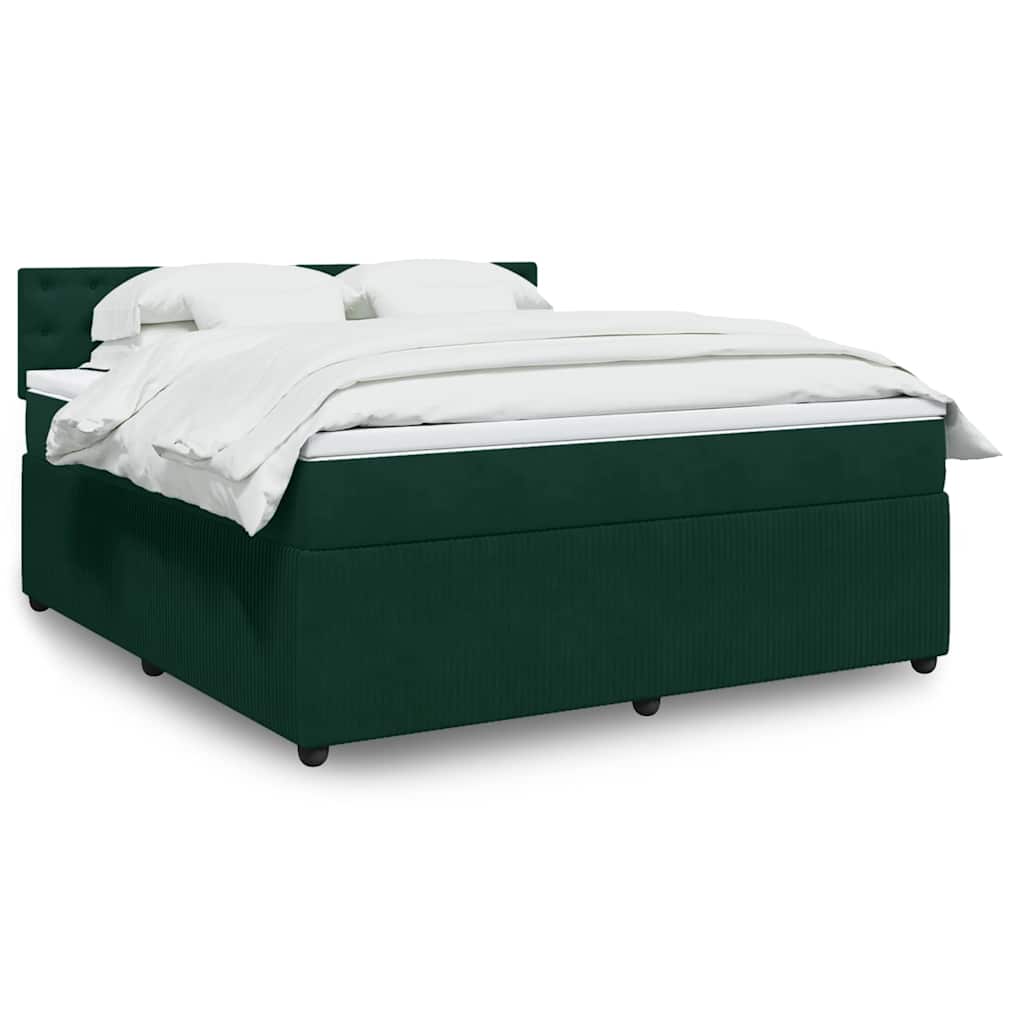 Giroletto a Molle con Materasso Verde Scuro 180x200 cm Velluto