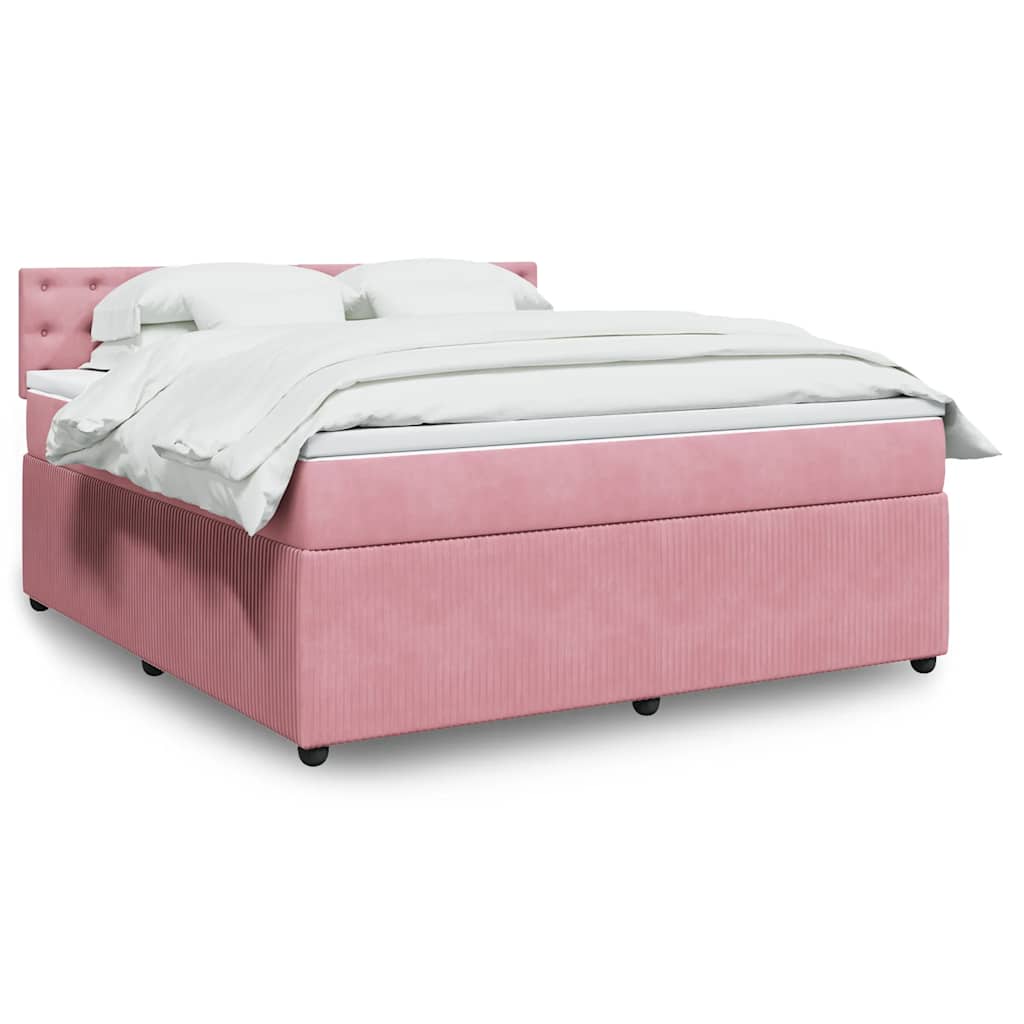 Giroletto a Molle con Materasso Rosa 180x200 cm in Velluto