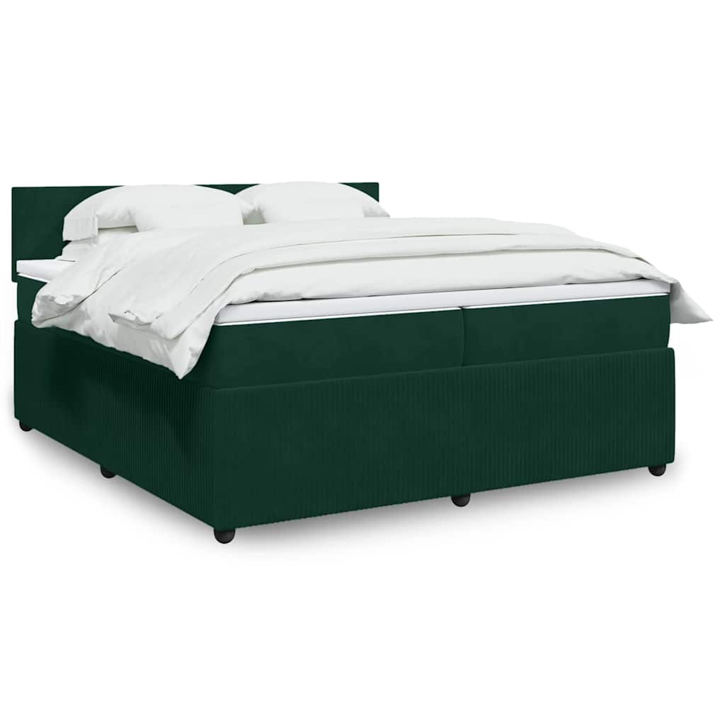 Giroletto a Molle con Materasso Verde Scuro 200x200 cm Velluto