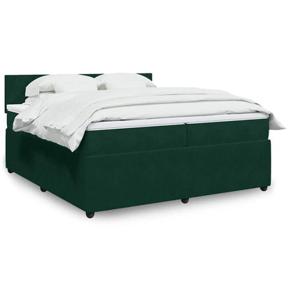 Giroletto a Molle con Materasso Verde Scuro 200x200 cm Velluto