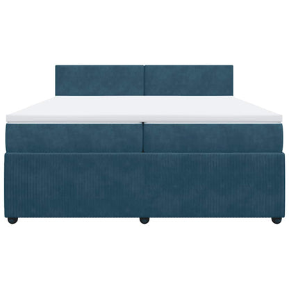 Giroletto a Molle con Materasso Blu 200x200 cm in Velluto