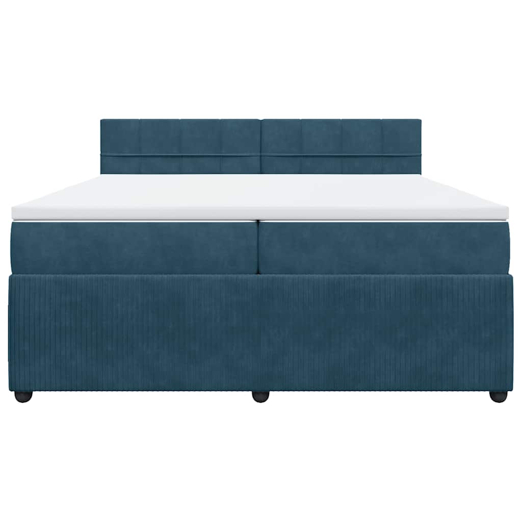 Giroletto a Molle con Materasso Blu 200x200 cm in Velluto