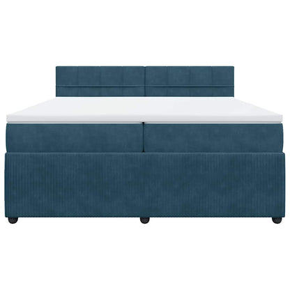 Giroletto a Molle con Materasso Blu 200x200 cm in Velluto