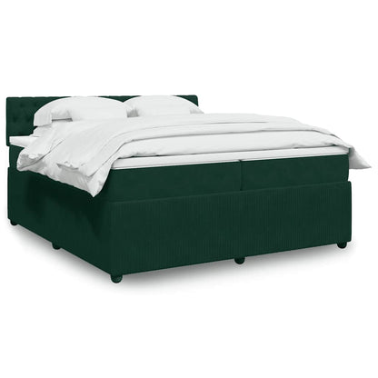 Giroletto a Molle con Materasso Verde Scuro 200x200 cm Velluto